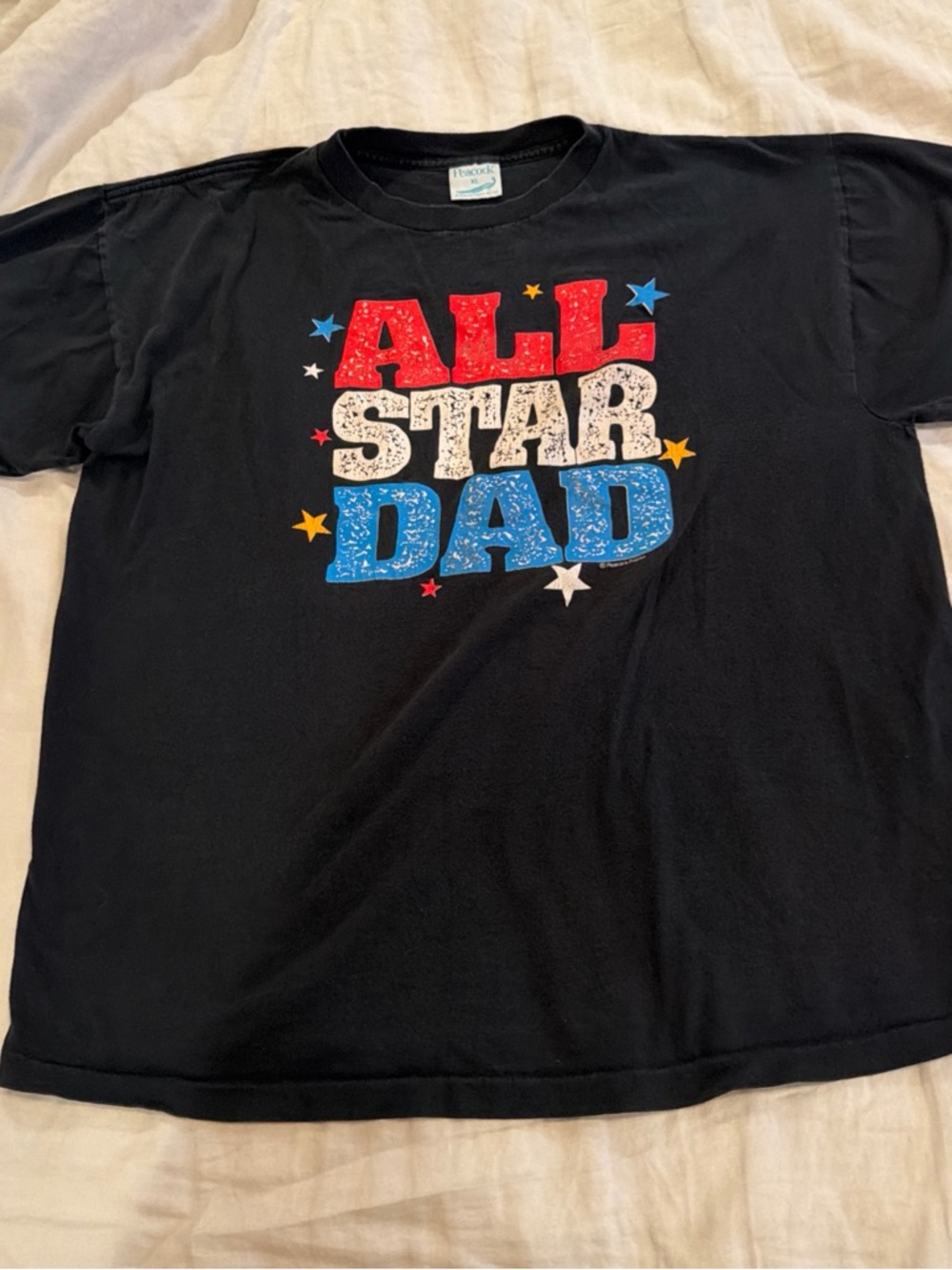 Vintage 80s T-Shirt Mens Large All-Star Dad Velva Sheen Single Stitch Crewneck